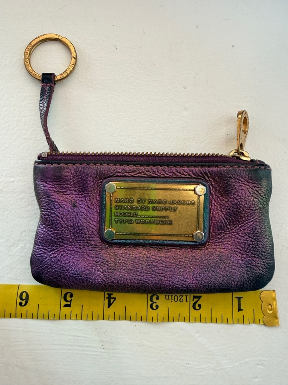 Marc by Marc Jacobs Iridescent Purple Leather Zip Key & Card Pouch